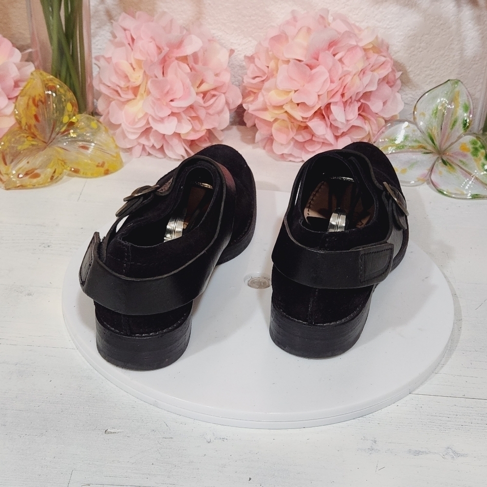 Pedro Garcia Black Suede/Leather Sling Back Buckle Shoes Size 39 9.5 US - Picture 4 of 11